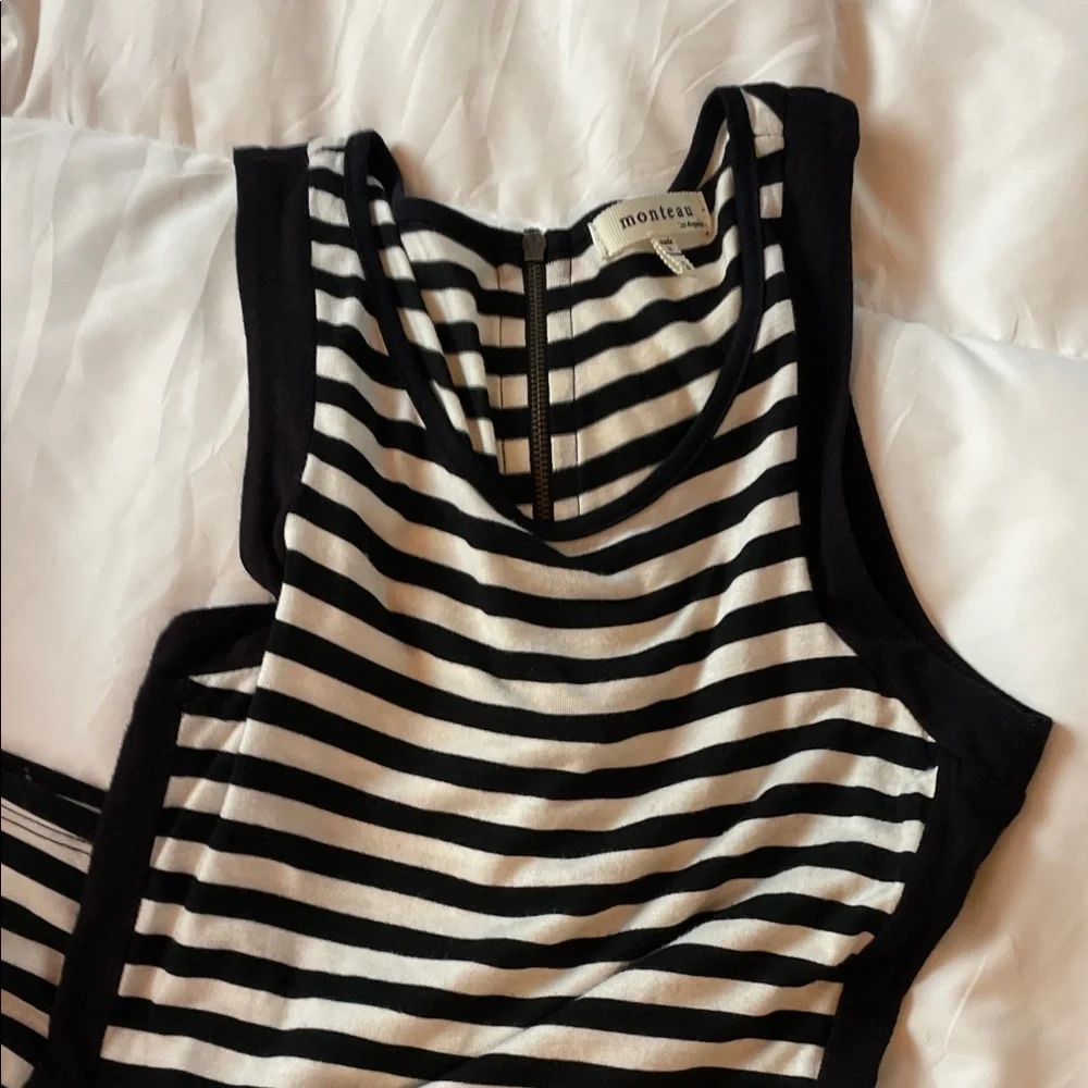 Striped Black and White Sleeveless Dress - Picture 6 of 6